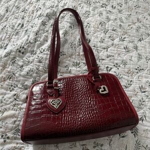 Brighton Burgundy Croco Leather Shoulder Bag